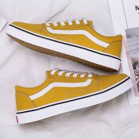 鞋子男秋冬季高帮帆布鞋男女生百搭板鞋韩版潮流学生情侣休闲潮鞋 605低帮黄色 35女鞋