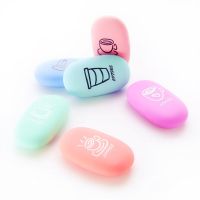 彩色鹅卵石学生橡皮擦干净好用[6个装]小学生开学文具可爱橡皮 咖啡屋款6个