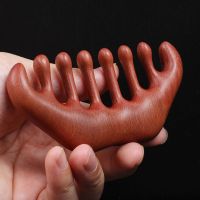 头部经络按摩梳静电脱发大齿梳子稀齿小梳子檀香木梳按摩梳男女防 铁线木红檀-唇形水滴