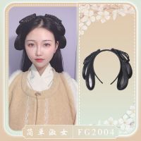 古风假发一体式懒人款发箍发卡手残党古装汉服百搭包猫耳朵垫发包 简单淑女