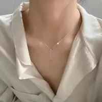 精致简约气质珍珠项链女2021年新款潮轻奢小众锁骨链秋冬毛衣链子 图片款-银色