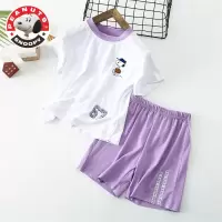 史努比夏季新款儿童网眼速干套装男童女童中大童宽松舒适两件套 67史努比套装紫色 100 建议身高80-90cm