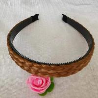 机制编织带齿防滑发箍头饰品麻花辫子弹力随意拉伸 双箍辫-金黄色