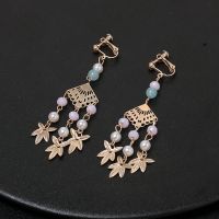 汉服发冠古风半圆冠发簪套装女学生流苏头冠古装百搭饰品表演仙气 耳环一对(耳夹)