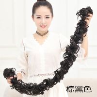 毛毛虫发圈真发缠绕式假发女花苞头古装丸子头汉服盘发器盘发发饰 毛毛虫发圈(棕黑色)仿真发