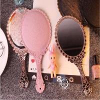 壁挂学生梳妆镜洗手间壁挂浴室化妆镜镜子挂镜镜子梳妆台壁挂塑料 手持小号镜子[25*11.5cm]