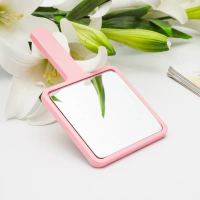 小香折叠镜双面镜化妆镜随身携带镜子放大镜学生镜手柄镜补妆收纳 粉色镜子