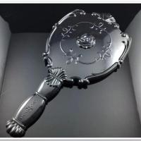 大号化妆镜子复古手柄镜理发店手拿后视镜美容院纹绣眉镜子可悬挂 356黑(全长26镜面直径10.5)