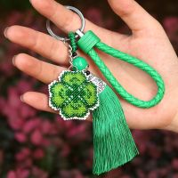 新款十字绣简单小件挂件手工刺绣diy材料包钥匙扣送男友情侣礼物 Y13 四叶草 线绣钥匙扣