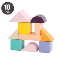 儿童原木大颗粒拼装积木1-2宝宝益智婴儿3-4-5岁男孩女孩木质玩具 10粒榉木枫木积木(颜色随机)