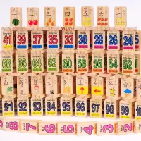 儿童积木100片数字汉字多米诺骨牌双面宝宝识字 早教积木玩具 一面汉子一面数字