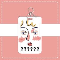 创意油画简笔画可爱简单校园学生饭卡工作牌羊城通市民卡身份证套 钥匙扣 问号女孩