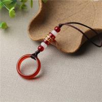 手机挂绳玉石指环扣短款个性手机挂绳中国风情侣挂绳创意挂饰挂件 红色
