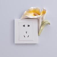 墙贴开关贴家用简约创意现代3d立体欧式客厅装饰树脂插座保护套、 马蹄莲-右款