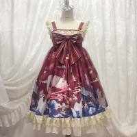 {}~原创设计山海经Lolita洛丽塔中国风jsk吊带连衣裙女 红色披纱[单件] 均码