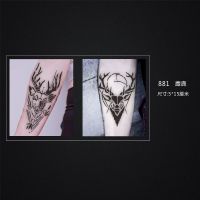 麒麟穷奇纹身模板半永久喷绘纹身锦鲤九尾狐麋鹿图腾花臂图案图册 只有模板 无色料 889鲤鱼化龙