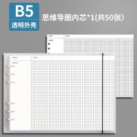 思维导图笔记本子横翻a4大号活页本笔记本可拆卸外壳b5错题网格本 白色半透明外壳 B5思维内芯50张/本(不带外壳)