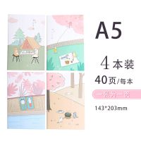 加厚车线笔记本子记事本韩国小学清新简约可爱a5b5软面抄缝线本子 [A5]猫的城市/4本. 收藏宝贝送1支中性笔