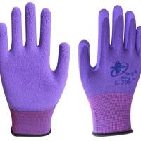 星宇手套A438弹力星乳胶橡胶耐磨耐用防水防滑女工地干活劳保手套 红宇L309紫纱紫发泡 12双女款S号