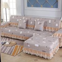 沙发垫加厚四季通用沙发万能罩套现代简约靠背扶手垫欧式防滑坐垫 春意咖色 90*75cm一张