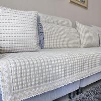 棉麻四季沙发垫布艺通用加厚简约现代亚麻沙发巾欧式时尚实木防滑 四季恋歌-灰色 20*20CM杯垫