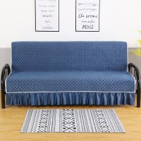 折叠沙发套罩万能垫四季通用防滑高档坐垫全包无扶手简易沙发床垫 高贵人生-蓝色 长45cm*宽140cm[含花边]