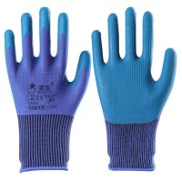 12双登升389乳胶皱纹浸胶涂胶耐磨防滑工地劳保防护手套 星宙优耐保12双 M