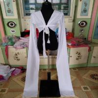 戏曲练功演出服民族舞古典舞舞蹈水袖 练习服饰 白色高丝宝布料 儿童1.2开叉