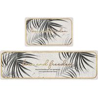 北欧ins厨房地垫耐脏家用可擦免洗防滑垫pvc防水防油可裁剪长条垫 1316A-月色叶影-横版 45cm*80cm 单条