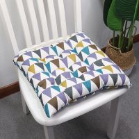 [棉麻坐垫 厚度10CM]榻榻米加厚餐椅垫子电脑椅学生办公室座垫 彩色三角 40x40绑带款防滑(.厚5CM)