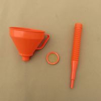 16cm加厚加长加油漏斗带铜滤网汽车机油摩托车修配大号塑料大漏斗 口径16CM[带铜滤网] 桔色1套