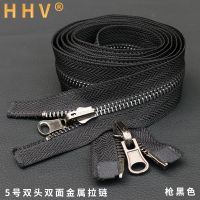 两面穿拉链5号金属双头双面旋转拉锁两面穿有锁双开导轨配件辅料 5号双头双面(枪黑色齿) 黑色(80cm1条)