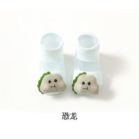 婴儿袜子夏季网眼薄款透气玻璃丝宝宝袜可爱卡通公仔新生儿童短袜 恐龙(1双) S码(0-1岁)8-10CM