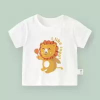 咔咔熊猫儿童短袖t恤新款男童夏装儿童宝宝女2上衣1岁小童3半袖 Y5764糖狮子 73cm