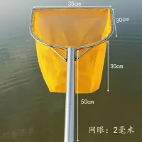 不锈钢抄网全套小眼捕鱼捞鱼抄鱼网钓鱼网兜鱼网鱼护抄网二合一 柄长50厘米