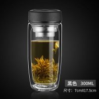 高颜值带盖耐高温玻璃水杯子ins防爆泡茶透明男女士学生韩版可爱 300ml 精致银色