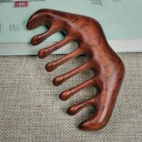 檀木经络梳子按摩头木梳子防脱发保健梳子辟邪女家用宽齿卷发整木 红酸枝 水滴