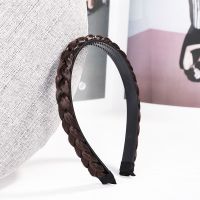 韩版麻花辫假发缏子发箍带齿防滑头箍发夹发卡刘海梳发饰头饰压发 深咖 520三股假发[1.5厘米宽]