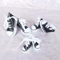 60cm芭比娃娃bjd17cm30厘米娃娃帆布鞋换装鞋女孩玩具绑带帆布鞋 黑色帆布鞋 适用六十厘米(一双)