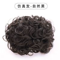 仿真发卷发包旗袍假发髻盘发造型拉花扣式丸子假发演出复古花苞头 自然黑