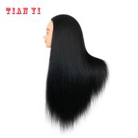 模特头假发公仔头美发头假人头教习练习头模理发盘发编发化妆造型 黑色直发 有妆款