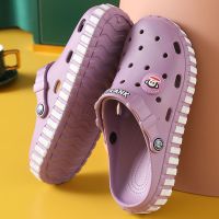 大嘴猴洞洞凉鞋女款防滑防臭夏天外穿厚底沙滩包头半拖鞋家居男士 紫色[大嘴猴正品] 35-36码[标准鞋码]