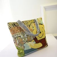 新款女包卡通织绣简约帆布包单肩包韩版休闲大包包手提包购物袋潮 维尼熊 默认