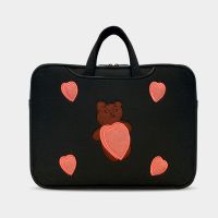 笔记本手提包女适用苹果air13.3英寸联想戴尔华硕惠普15.6华为14 桃心小熊 手提+拉杆带 13英寸