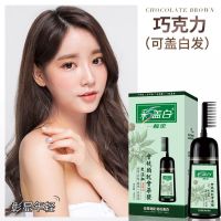 彩盖白2021流行色遮盖白发染发剂自己在家染头膏永久一洗黑洗发水 一梳彩S008 巧克力400ml