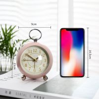 北欧风格小闹钟个性桌面简约ins创意初高中学生宿舍床头静音钟表 B款3.5寸粉色
