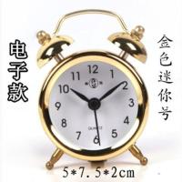 合飞机械复古怀旧懒人手动发条简约敲打铃时钟学生床头超大声闹钟 金色迷你直径5厘米[电子款]