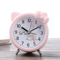 学生用儿童电子ins卡通可爱小闹钟简约闹铃创意床头静音钟表时钟 2855粉色