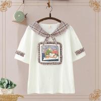 日系少女软妹套装女夏季韩版初中高中学生短袖牛仔裤休闲两件套潮 白色上衣 优质版 S 收藏优先发货