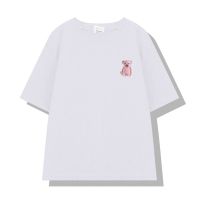 2021夏季休闲套装女学生韩版宽松短袖T恤+高腰阔腿牛仔裤两件套潮 白T恤 S码[建议80-100斤]